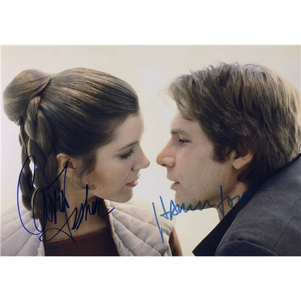 Star Wars Mark Hamill Carrie Fisher Autograph Photo