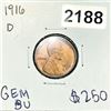 Image 1 : 1916-D Wheat Cent - GEM BU