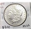Image 1 : 1891-CC Morgan Silver Dollar NEAR GEM BU