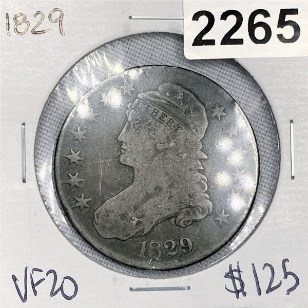 1829 Capped Bust Half Dollar -VF20