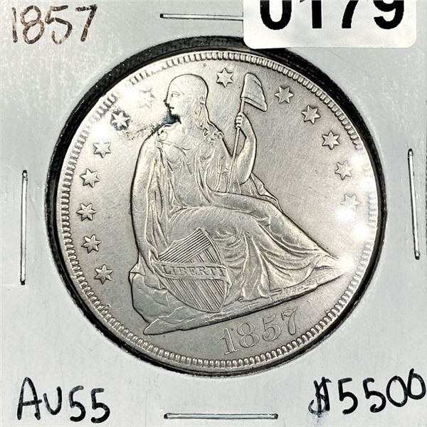 1857 Seated Liberty Dollar -AU55
