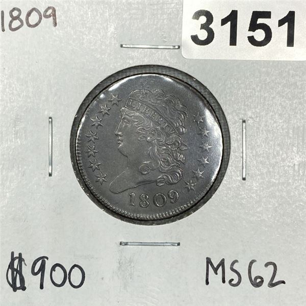 1809 Classic Head Half Cent -MS62