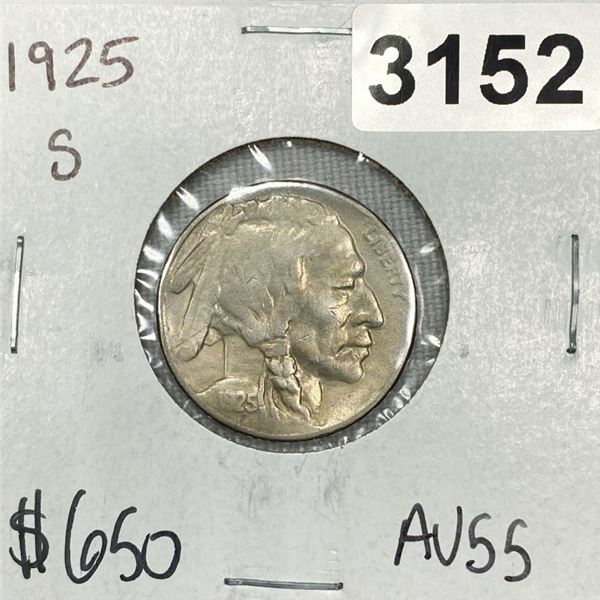 1925-S Buffalo Nickel -AU55