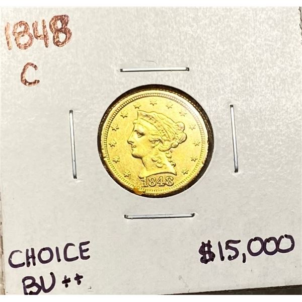 1848-C $2.50 Gold Quarter Eagle GEM BU +