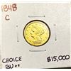 Image 1 : 1848-C $2.50 Gold Quarter Eagle GEM BU +