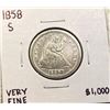 1858-S Seated Liberty Quarter ABOUT BU