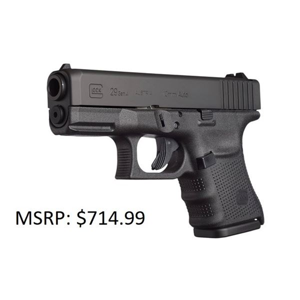 Glock G29 Gen 4, 10mm, 3.78" Barrel, Fixed Sights