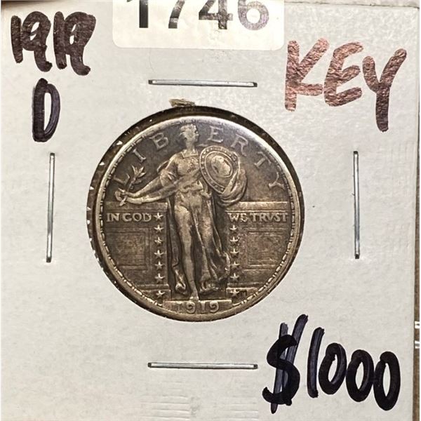1919-D Standing Liberty Quarter CHOICE AU
