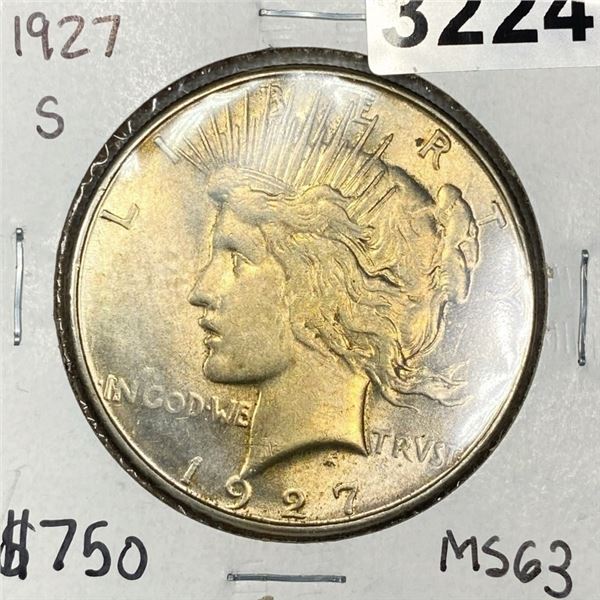 1927-S Silver Peace Dollar -MS63