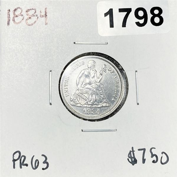 1884 Seated Liberty Dime -PR63