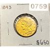 Image 1 : 1893 $5 Gold Half Eagle BU