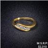 Image 1 : 2.1 DWT 14 KT Gold w/ Dimd Lining Ring Sz: 4.5