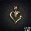 Image 1 : 1.6 DWT 14 KT Gold Heart Pendant w/ Dimd Lining