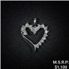 Image 1 : 0.9 DWT 10 KT Wht Gold Hrt Pendant w/ Dimd Lining