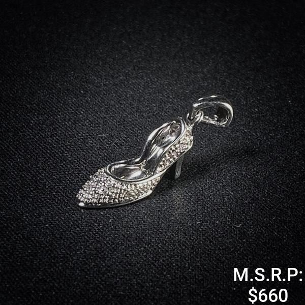 1.2 DWT 10 KT Wht Gold Heel Pendant w/ Dimds