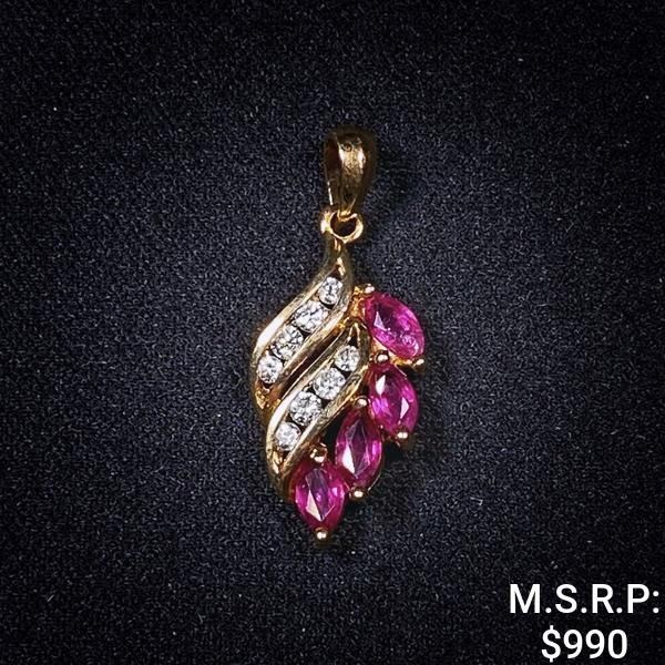 1.1 DWT 14 KT Gold Pendant w/ Dimds & Gems