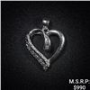 Image 1 : 1.1 DWT 10 KT Wht Gold Hrt Pendant w/ Dimd Lining