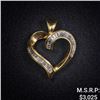 Image 1 : 2.4 DWT 14 KT Gold Hrt Pendant w/ Dimd Lining