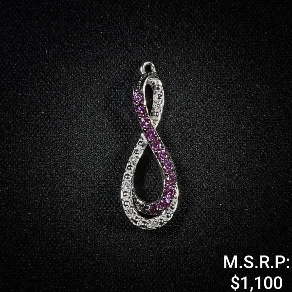 0.8 DWT 10 KT Wht Gold Pendant w/ Dimd & Gem Linin