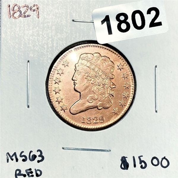 1829 Classic Head Half Cent -MS63 RD