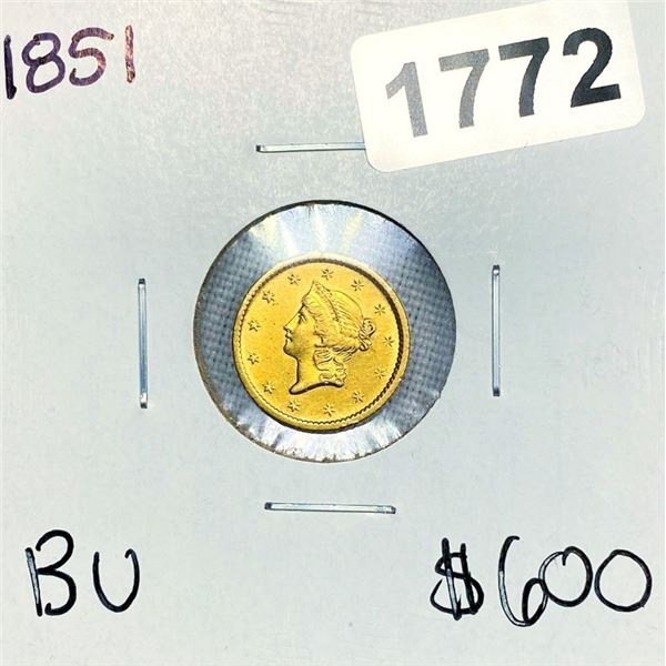 1851 Rare Gold Dollar - BU