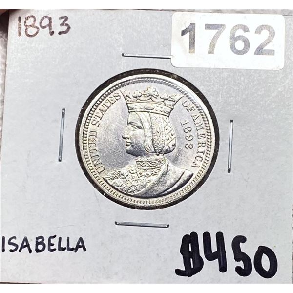 1893 Isabella Quarter Dollar BU