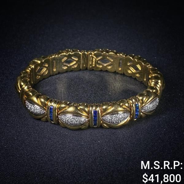 42.2 DWT 18 KT Gold w/ Dimd Lining Bracelet