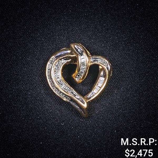 1.7 DWT 14 KT Gold Hrt Pendant w/ Dimd Lining