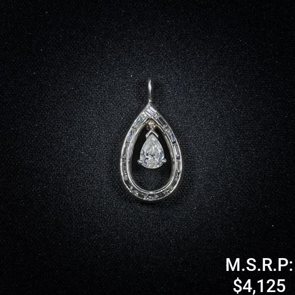 1.1 DWT 14 KT Wht Gold Pendant w/ Dimd Lining