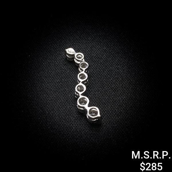 0.7 DWT 14 KT Wht Gold Pndt w/ Diamond Lining