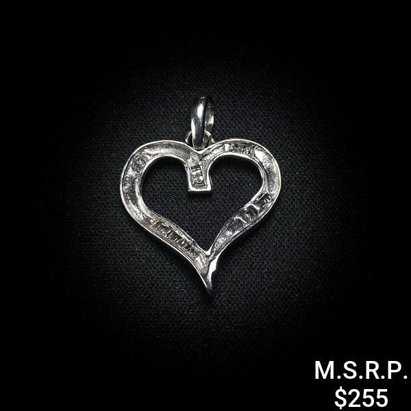 1.3 DWT 10 KT Wht Gold Hrt Pndt w/ Diamond Lining