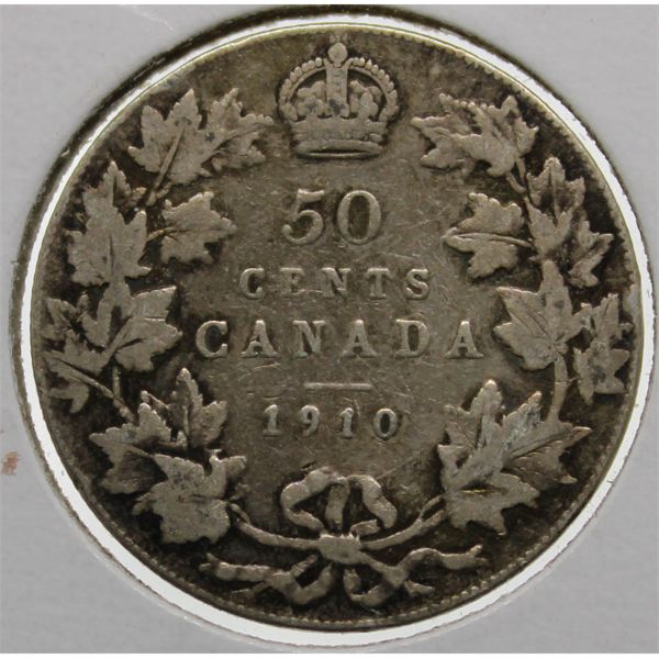 1910 CANADA SILVER 50 CENTS COIN