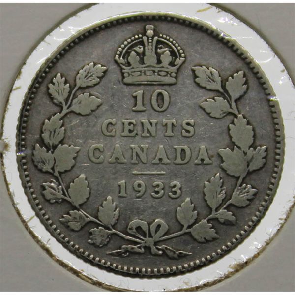 1933 CANADA SILVER 10 CENT COIN