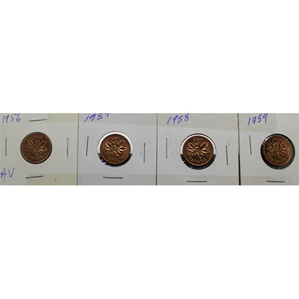 1956 1957 1958 1959 SMALL CANADA ONE CENT COINS