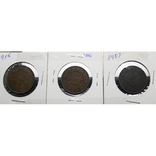 1905 1906 1907 LARGE CANADA ONE CENT COIN
