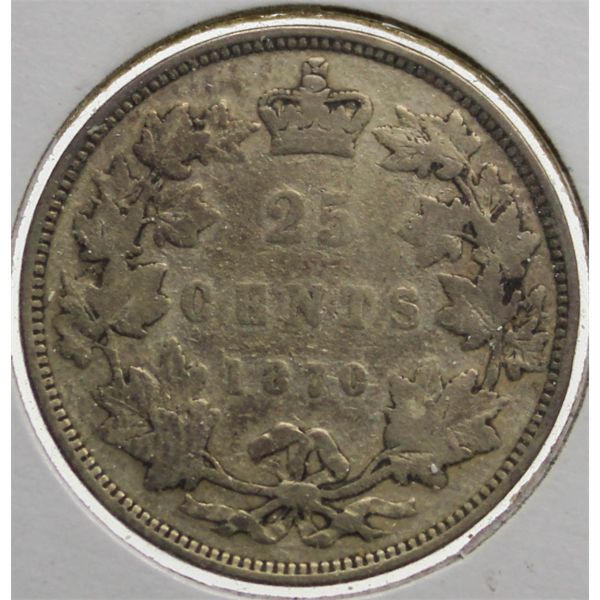 1870 CANADA SILVER 25 CENTS COIN