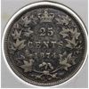 Image 1 : 1874 H CANADA SILVER 25 CENTS COIN