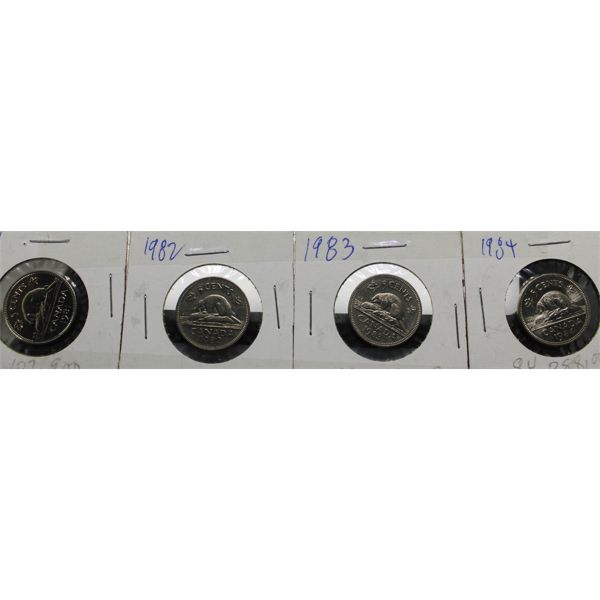 1981 1982 1983 1984 LARGE CANADA 5 CENT COINS