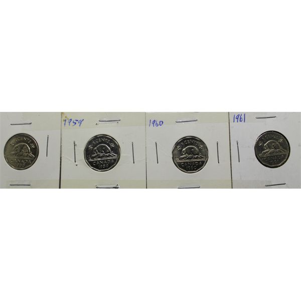 1958 1959 1960 1961 LARGE CANADA 5 CENT COINS