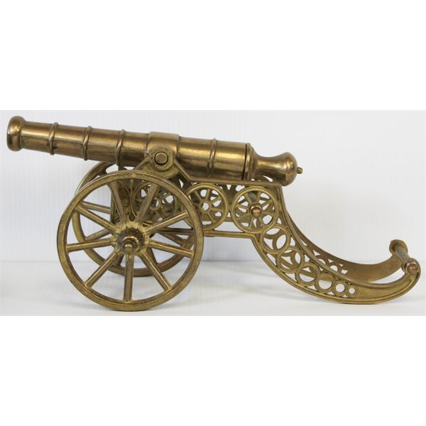 ORNATE BRASS ORNAMENTAL CANNON