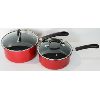 Image 1 : SET OF 2 RED TEFLON POTS WITH LIDS