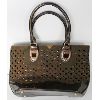 Image 1 : BROWN PATENT LEATHER PURSE W/HEARTS AND RHINESTONES