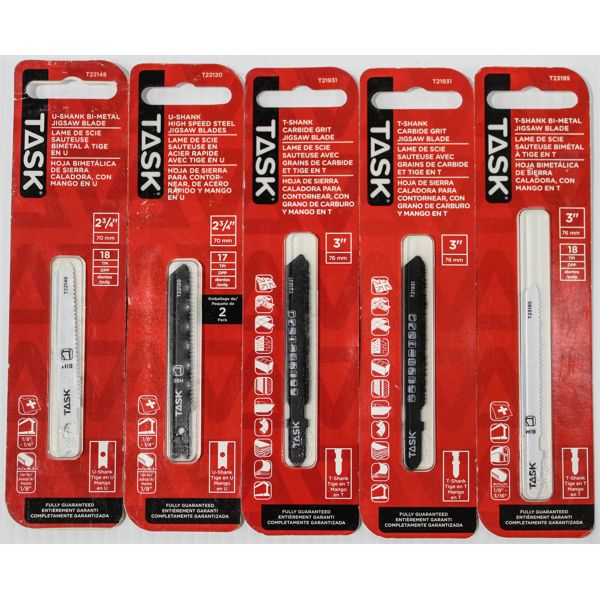 5 NEW ASORT. TASK T-SHANK CARBIDE GRIT JIGSAW BLADES