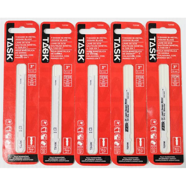 5 NEW 3" TASK T-SHANK CARBIDE GRIT JIGSAW BLADES
