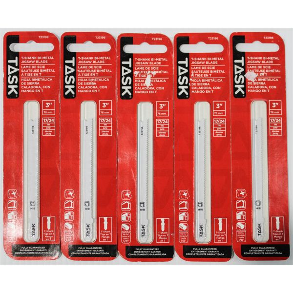 5 NEW 3" TASK T-SHANK CARBIDE GRIT JIGSAW BLADES
