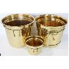 Image 1 : SET OF 3 BRASS DECORATIVE PLANT POTS