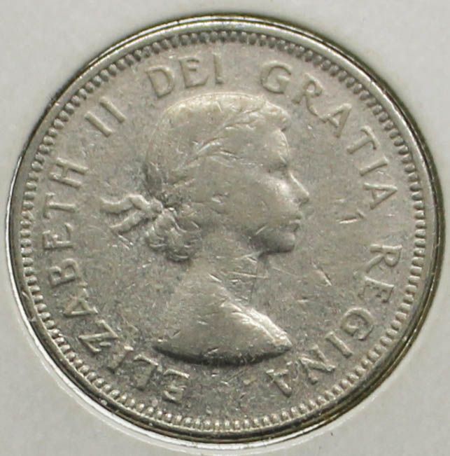 1964 EXTRA WATER LINE CANADA 5 CENTS COIN 1964 EXTRA WATER LINE CANADA 5 CENTS COIN