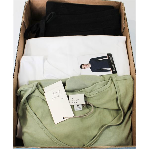 SIZE MEDIUM T-SHIRT, LONG SLEEVE SHIRT AND CUFFED SWEATS