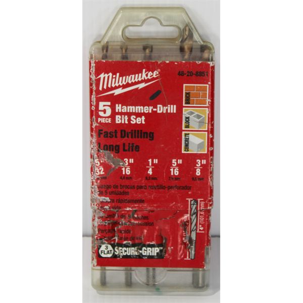 NEW MILWAUKEE 5PCS HAMMER-DRILL BIT SET