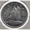 Image 1 : 1949 CANADA SILVER 10 CENTS COIN